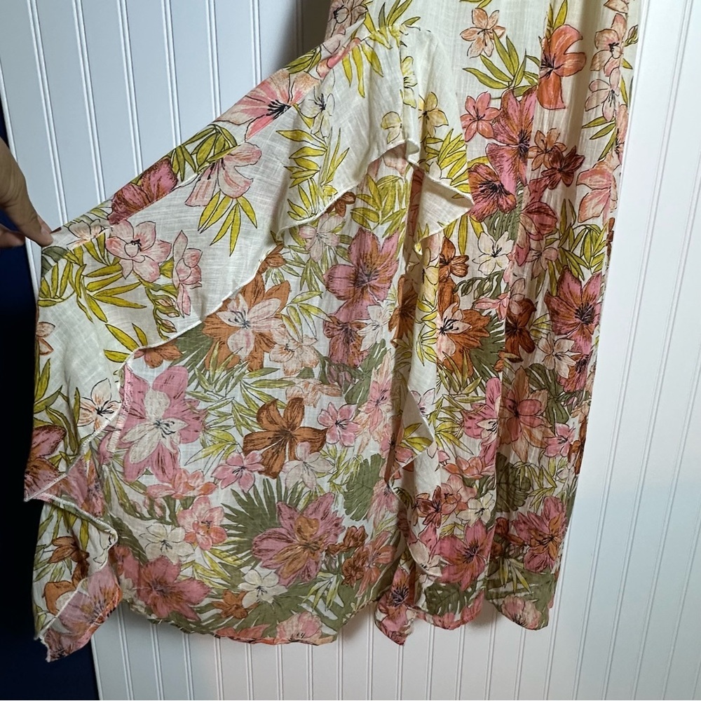 Billabong Floral High Low Dress Maxi Spaghetti Straps Boho Vacation Cotton Lined - Picture 5 of 14